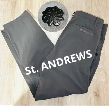 미사용급 St. ANDREWS 스트레치 골프 팬츠 로고 자수