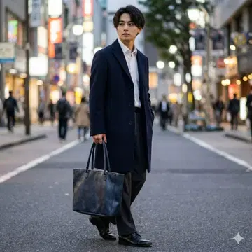 가죽 토트백 블루