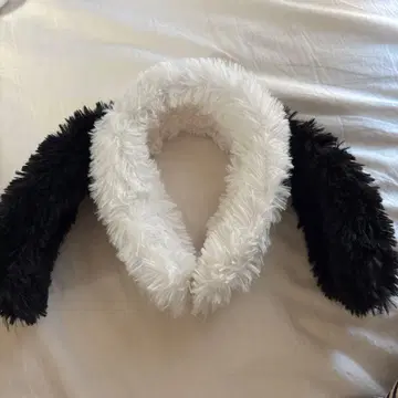 강아지 귀 머리띠 화이트 블랙