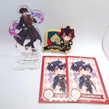 컬러풀 피치 유안 아크릴 스탠드 카드 와펜 세트