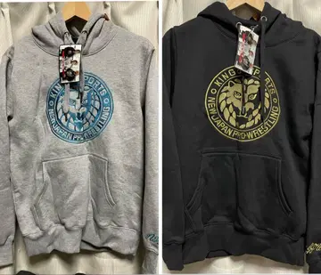 신일본 프로레슬링 M 사이즈 그레이 블랙 후드티