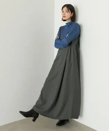 BouJeloud 랩 악센트 버튼 원피스 그레이