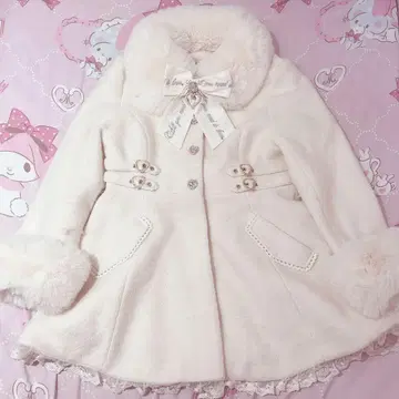 LIZLISA 비쥬 리본 미니 기장 A라인 코트 화이트