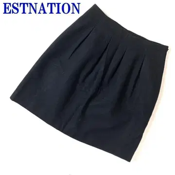 에스트네이션 턱 들어간 절개 스커트 울 블랙 38 C7620