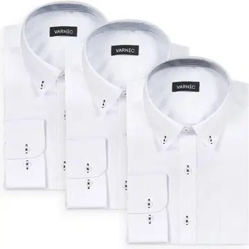 VARNIC 슬림핏 화이트 셔츠 3개 세트