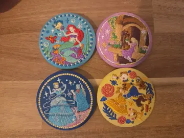 디즈니 자수 캔뱃지 4개 세트 프린세스