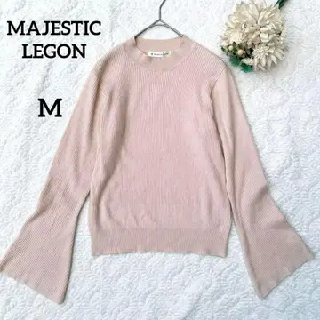 마제스틱 레곤 플레어 슬리브 니트 핑크 베이지 M 귀여운