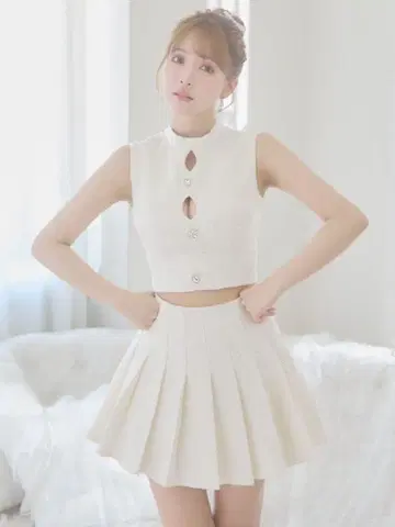 ROBE de FLEURS 아이보리 슬리브리스 드레스 S