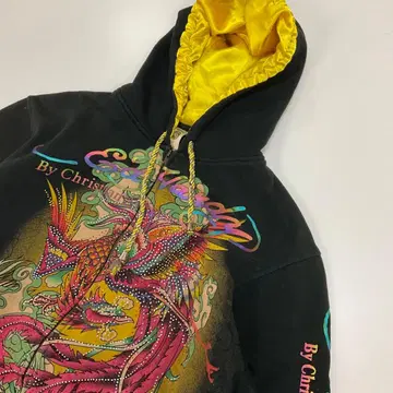 Ed Hardy 잉어 공작 그래픽 후드티 L 사이즈