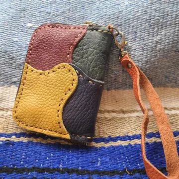 멀티 컬러 가죽 미니 지갑