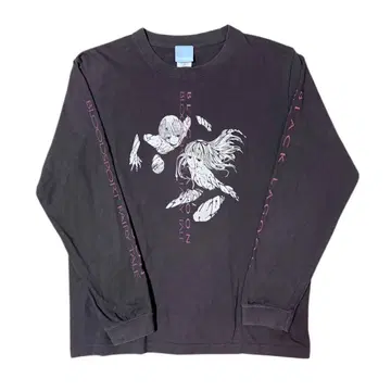 meqri 블랙 라군 롱티 쌍둥이 블랙 블랙 구제 의류 애니메이션 티