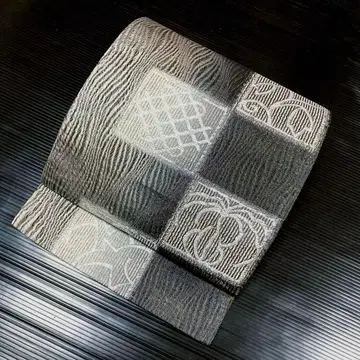 순수 실크 육통 후쿠로 오비 [ 추상 무늬 격자 ]