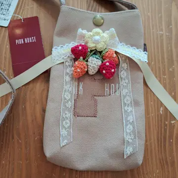 핑크하우스 로고 아플리케 사용 배색 미니백 (미사용)