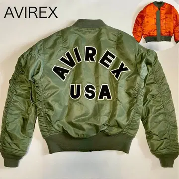 [ AVIREX ] 자켓 블루종 MA1 리버서블 로고 카키 M