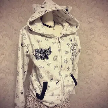 새상품 헤이세이 갸루 00s 고양이 귀 달린 후드티 Y2K 그런지