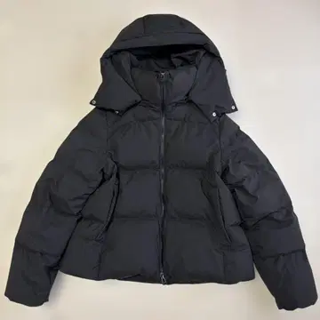 GU 히트 패디드 블루종 후드 부착 블랙 다운 자켓 M