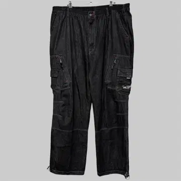 00s archive W&SB 블랙 데님 배기 카고 팬츠 Y2K