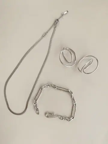 실버 계열 목걸이 팔찌 이어커프 세트
