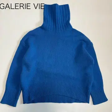 [ 갤러리 바이 ] 니트 스웨터 터틀넥 파인 울 파랑 S