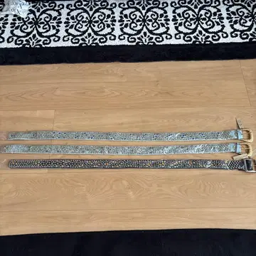 새상품 스터드 & 스톤 부착 터콰이즈 & 블랙 벨트 3개 세트