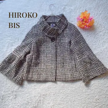 히로코비스 [ M ] 체크 무늬 케이프 자켓 페미닌 그레이 계열