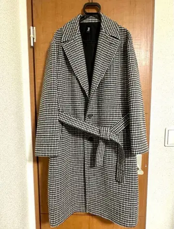 hevo 체스터 코트 택 48 블랙 화이트 체크