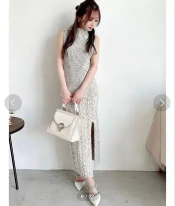 RESEXXY 리젝시 케이블 맥시 니트 상의 스커트 세트