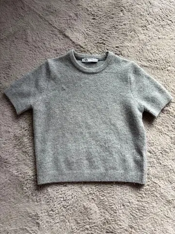 ZARA 캐시미어 반팔 니트 M 그레이