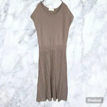 50213 인덱스 니트 원피스 M 그레이지 시스루 편직 구제 의류