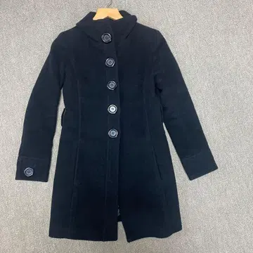 블랙 후드 부착 롱 코트