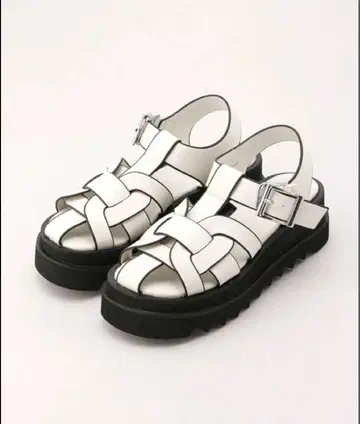 HARE 화이트 꼬임 디자인 통굽 샌들