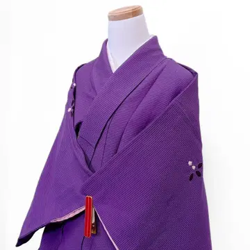 코몬 가로 줄무늬 시보리 추상 꽃 무늬 기모노 072t