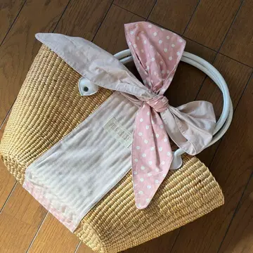 PINK HOUSE 도트 리본 포함 바스켓백
