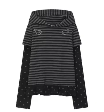 bauf 엔젤 슬림핏 레이어드 후드 T셔츠 BAUF