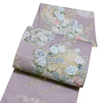 A 203 후쿠로 오비 육통 무늬 당직 꽃무늬 순수 실크 기모노