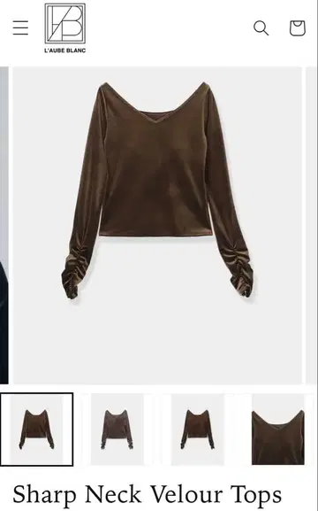 L'AUBE BLANC Sharp Neck Velour Tops