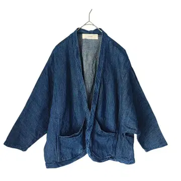 Lintu Laulu 코튼 린넨 데님 겉옷 자켓 블루종 반텐풍