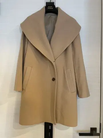 아나이 코트 울 카멜 빅 칼라