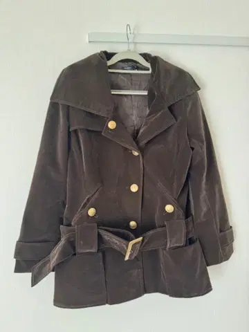 브라운 벨로아 더블 브레스트 자켓