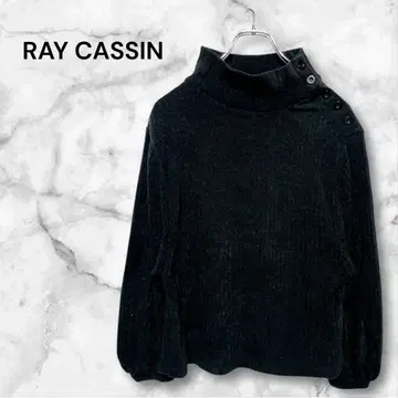 레이 카즌 리브 하이넥 스웨터 니트 긴팔 레귤러 기장 M