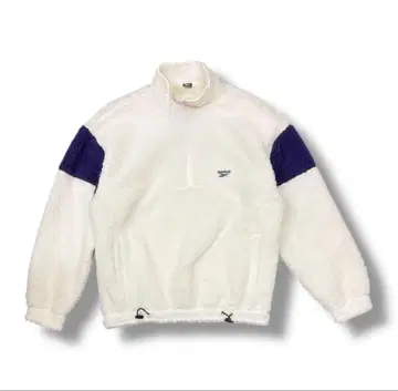 화이트/퍼플 플리스 하프 지퍼 자켓 Reebok