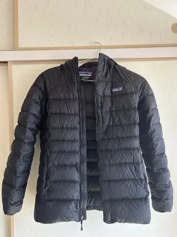 patagonia 후드 부착 다운 자켓 XS 블랙