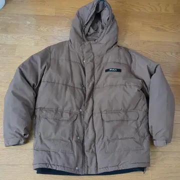 RVCA 브라운 다운 자켓 후드 부착