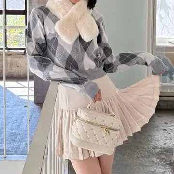 ROYAL PARTY 하트 아가일 자카드 니트 앙상블 그레이