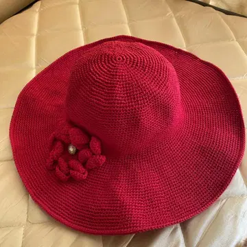 핑크 플라워 장식 니트 햇