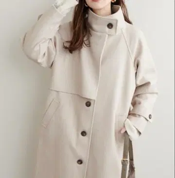 NaturalCouture 니트 모사 스탠드 카라 코트