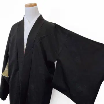 츠지 가 하나 카스미 꽃 무늬 유선 블랙 겉옷 기모노 071t