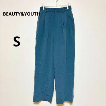 [ BEAUTY&YOUTH ] 센터 프레스 와이드 팬츠 블루 S 슬랙스