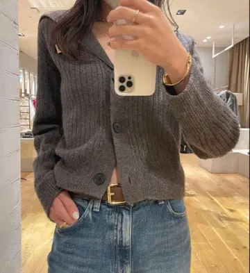 plage/숄카라 숏 가디건