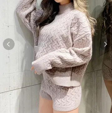 GYDA 핑크 케이블 니트 셋업